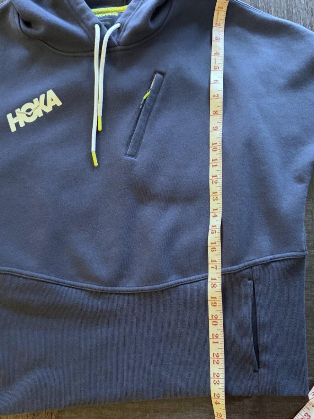 Hoka Navy Logo Hoodie Fleece Pullover Athleisure Gorpcore Minimalist Women's XL - Picture 8 of 12